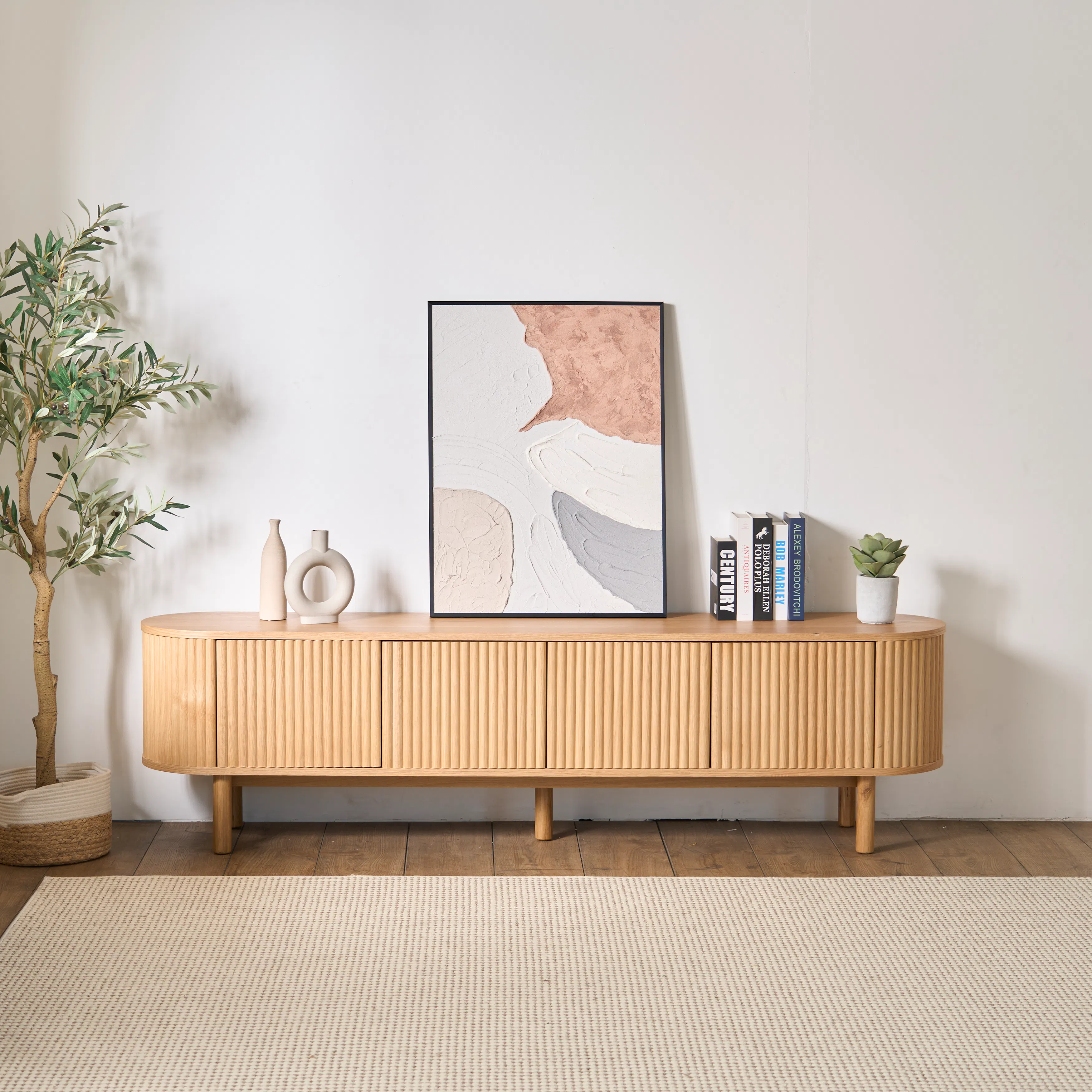(As-is) Gionne TV Console 2m - Oak - 11