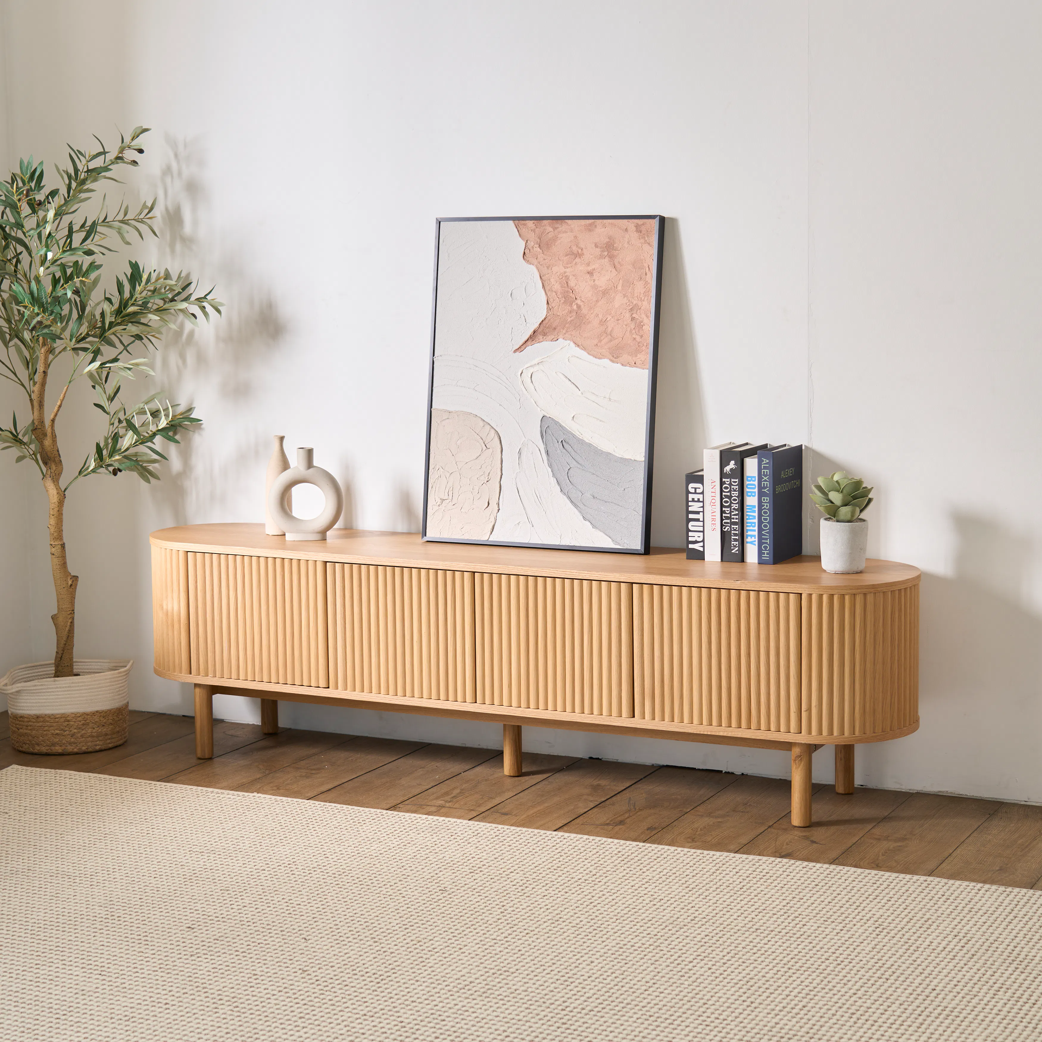(As-is) Gionne TV Console 2m - Oak - 12