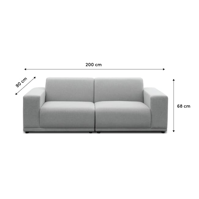 Milan 3 Seater Sofa - Lead Grey (Faux Leather) - 7 - Modern gray sofa, 200 cm width, 90 cm seat length, 68 cm backrest