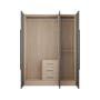 Lucca 3 Door Wardrobe 7 - Graphite Linen, Herringbone Oak - 5