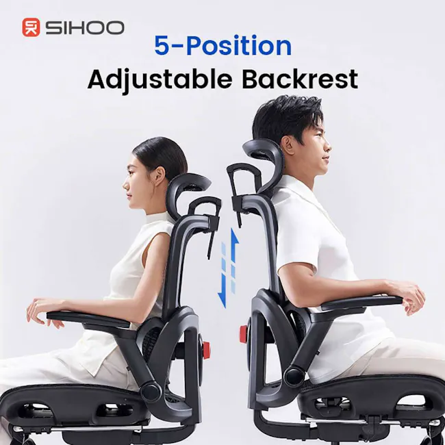 Sihoo B300 Pro Ergonomic Chair With Leg Rest - Black - 5