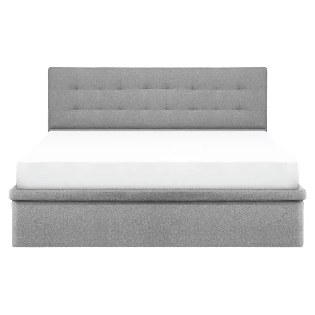 ESSENTIALS King Headboard Storage Bed - Shadow Grey (Pet Friendly) - 8 - Modern minimalist bed with gray upholstered