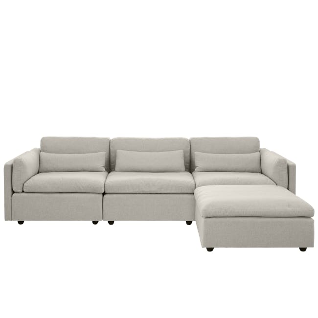 Liam 4 Seater Sofa with Ottoman - Ivory - 0