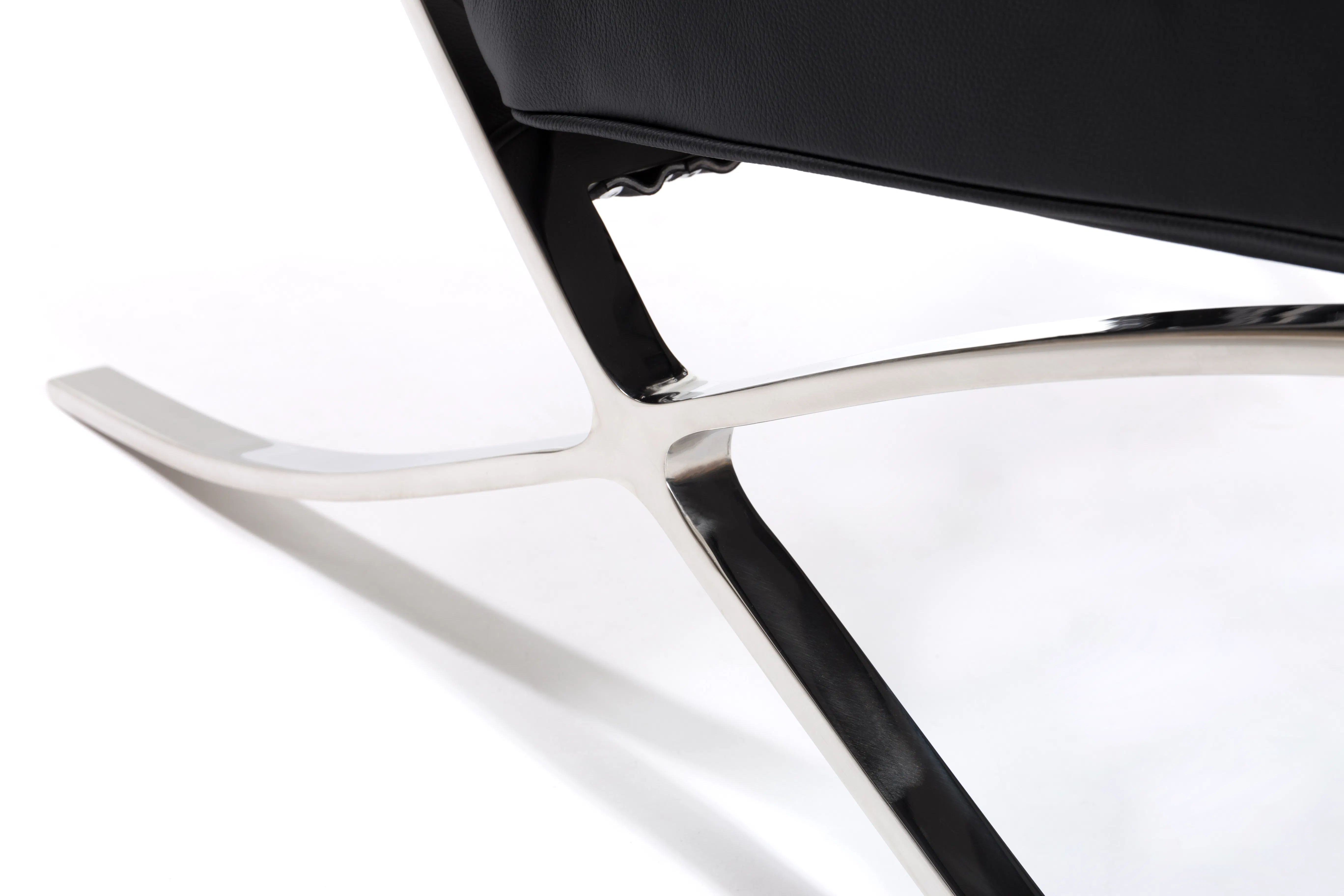 Benton 3 Seater Sofa - Black (Genuine Cowhide) - 10 - Modern chair, sleek design, metallic frame, black upholstery