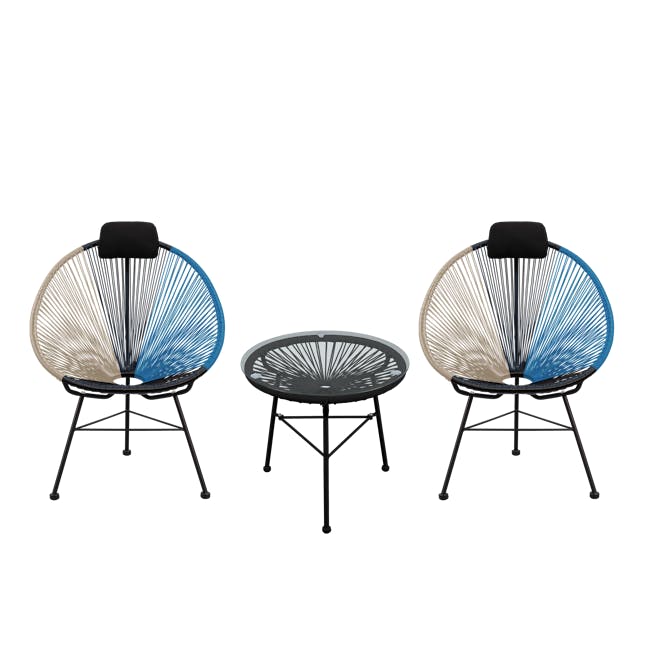Acapulco Chairs with Acapulco Side Table -  Taupe, Black, Blue Mix - 0