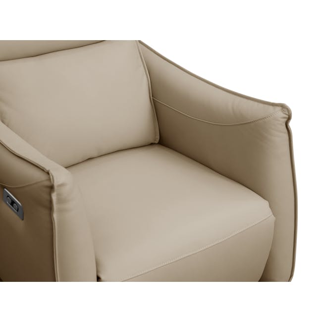 Cole Recliner Armchair - Beige (Genuine Cowhide + Faux Leather) - 7