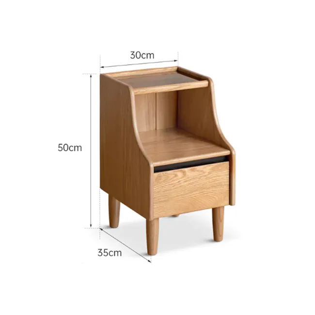 Lekka Narrow Bedside Table - Oak - 8