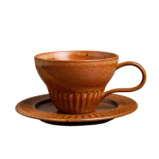 Koda Ceramic Coffee Cup & Saucer - Caramel - 0