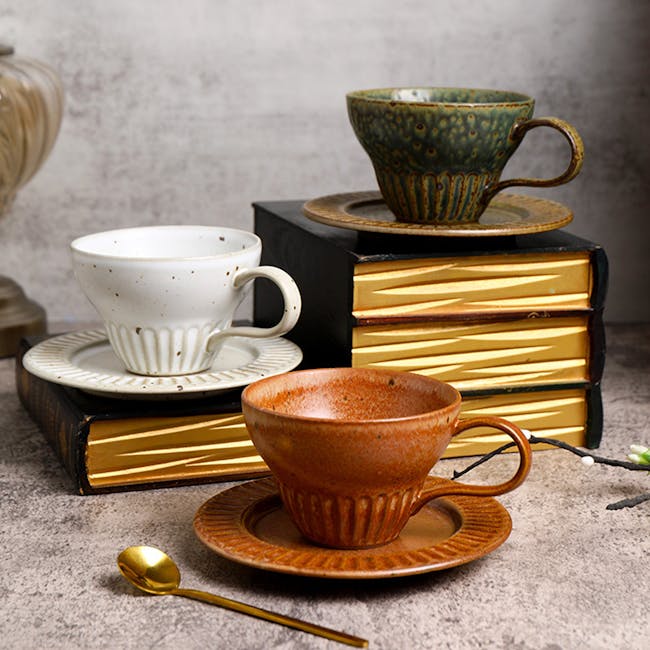 Koda Ceramic Coffee Cup & Saucer - Caramel - 2