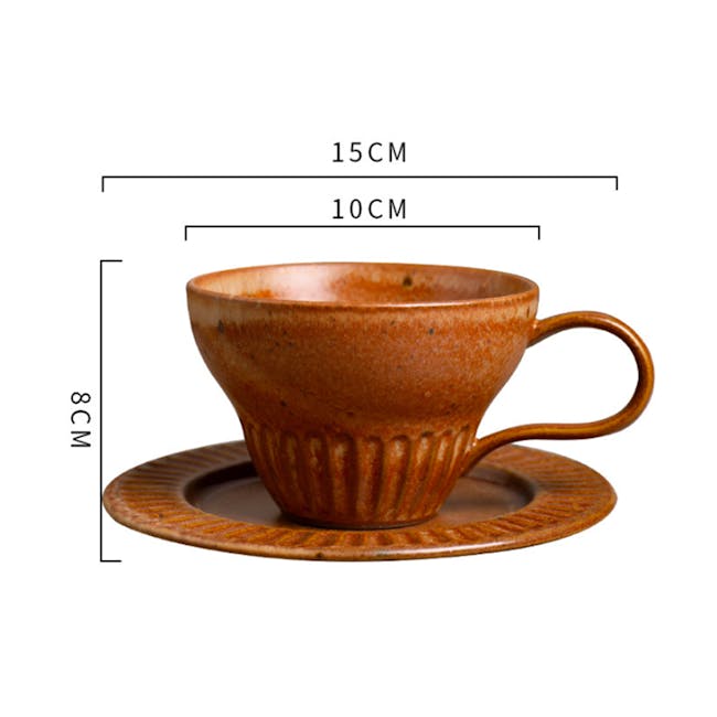 Koda Ceramic Coffee Cup & Saucer - Caramel - 4