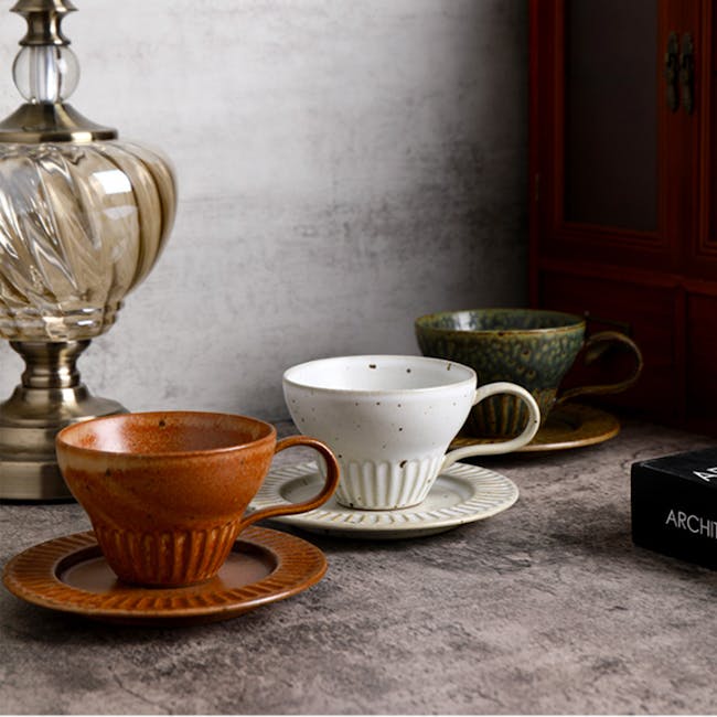 Koda Ceramic Coffee Cup & Saucer - Caramel - 3