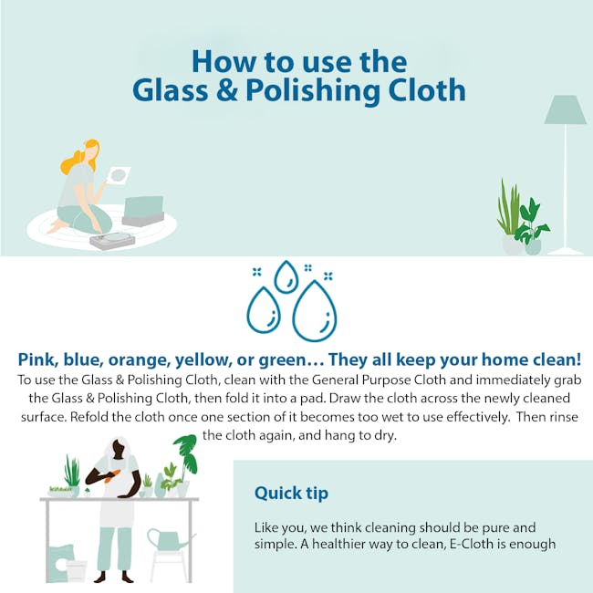 e-cloth Glass and Polishing Eco Cleaning Cloth - Lime Green - 2