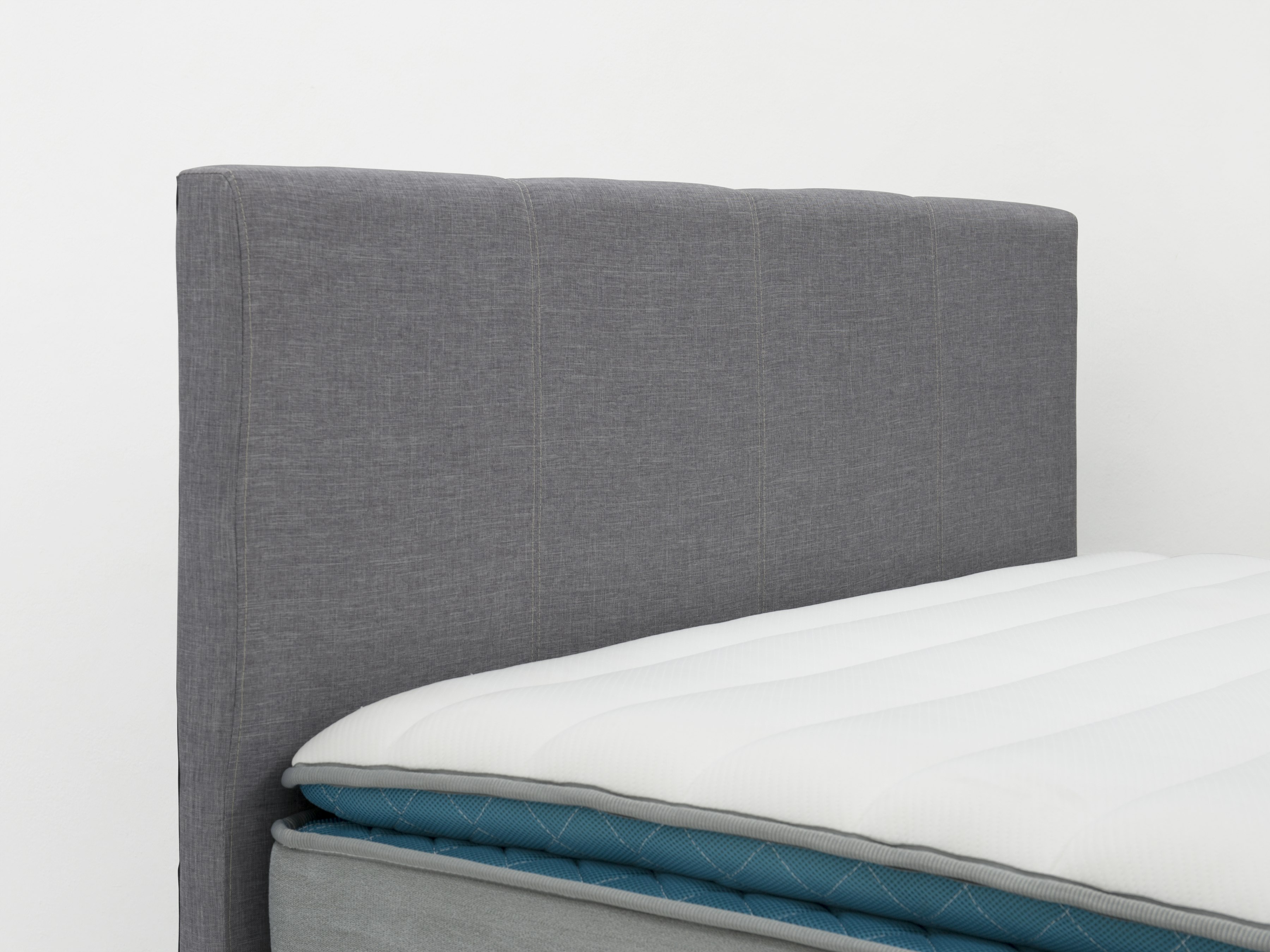 ESSENTIALS Single Headboard Divan Bed Grey (Fabric), Beds by HipVan