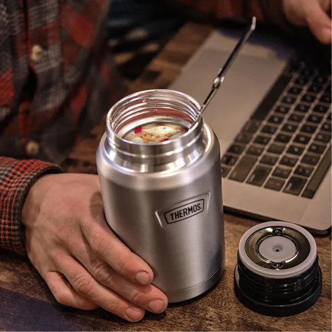Thermos® ICON™ Food Jar 24oz with Foldable Spoon (IS3012) - Matte Stainless Steel - 7