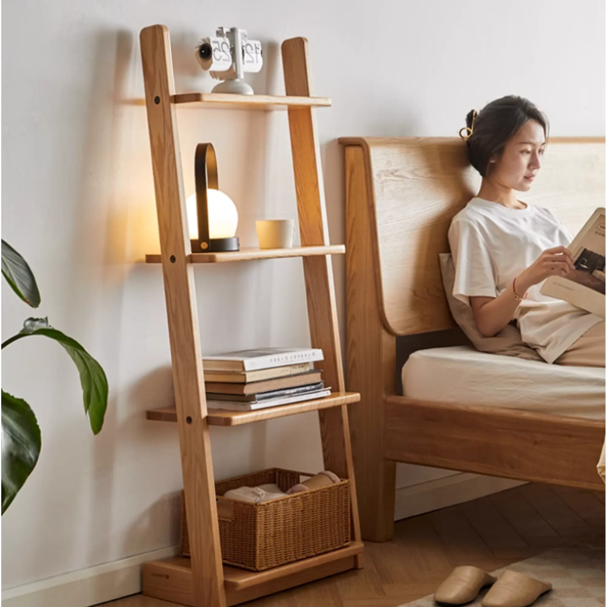 Hibana Leaning Display Bookshelf 0.8m - Walnut - 10