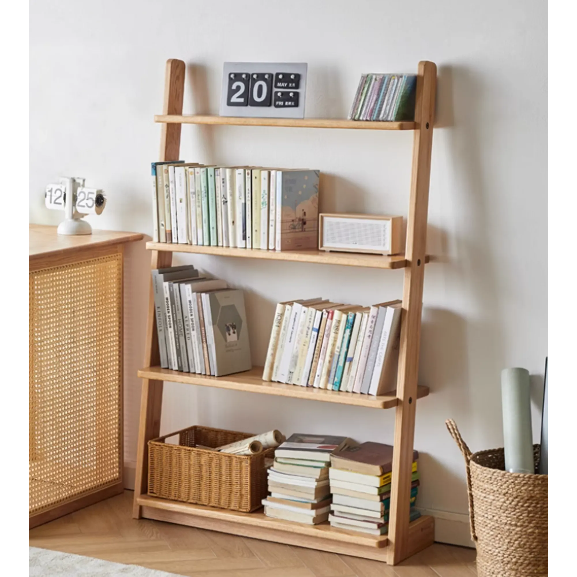 Hibana Leaning Display Bookshelf 0.8m - Walnut - 11