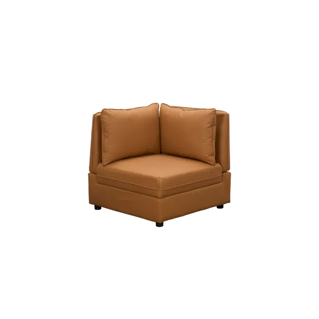 Cameron Corner Unit - Tan (Pet Friendly) - 1 - Brown leather sofa, modern design, comfortable seating, plush cushions, high