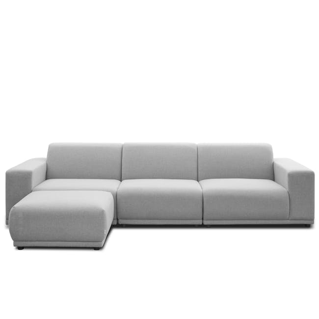Milan 4 Seater Sofa with Ottoman - Slate (Fabric) - 3 - Modern minimalist sofa, light gray fabric, sleek design, comfortable
