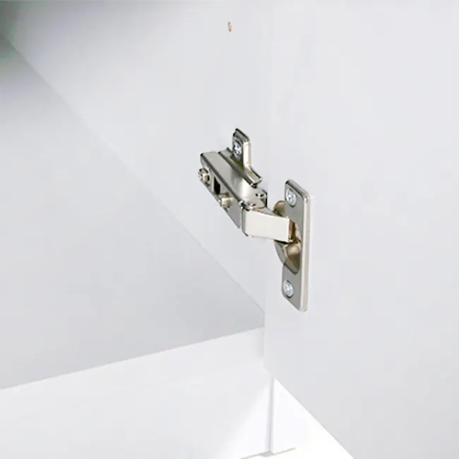 Flando Study Table 1.4m - 8 - Metallic hinge, white wall, sleek design, industrial style, functional hardware, precision