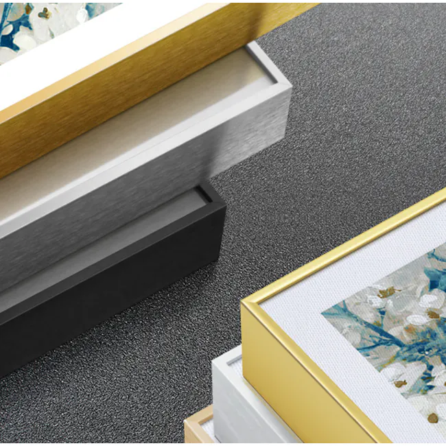 Geometric Framed Canvas 30cm x 40cm - Half - 5 - Gold frame, abstract art, modern design, minimalist decor, textured carpet