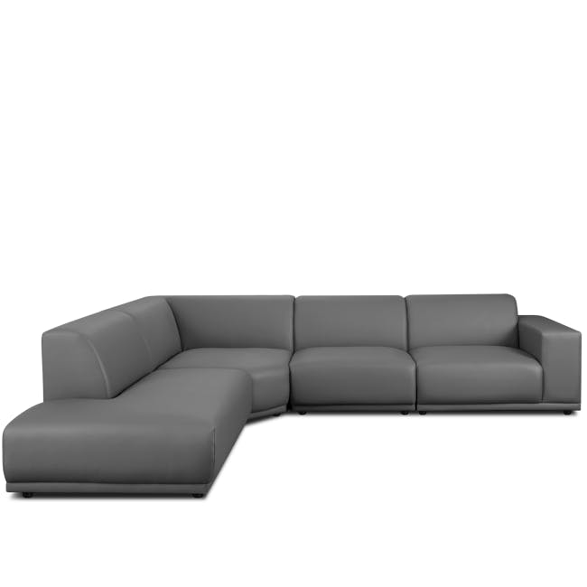 Milan 4 Seater Corner Extended Sofa - Smokey Grey (Faux Leather) - 4