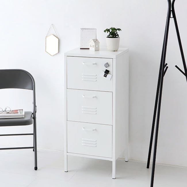 Olavi 3 TIer Metal Cabinet - White - 7