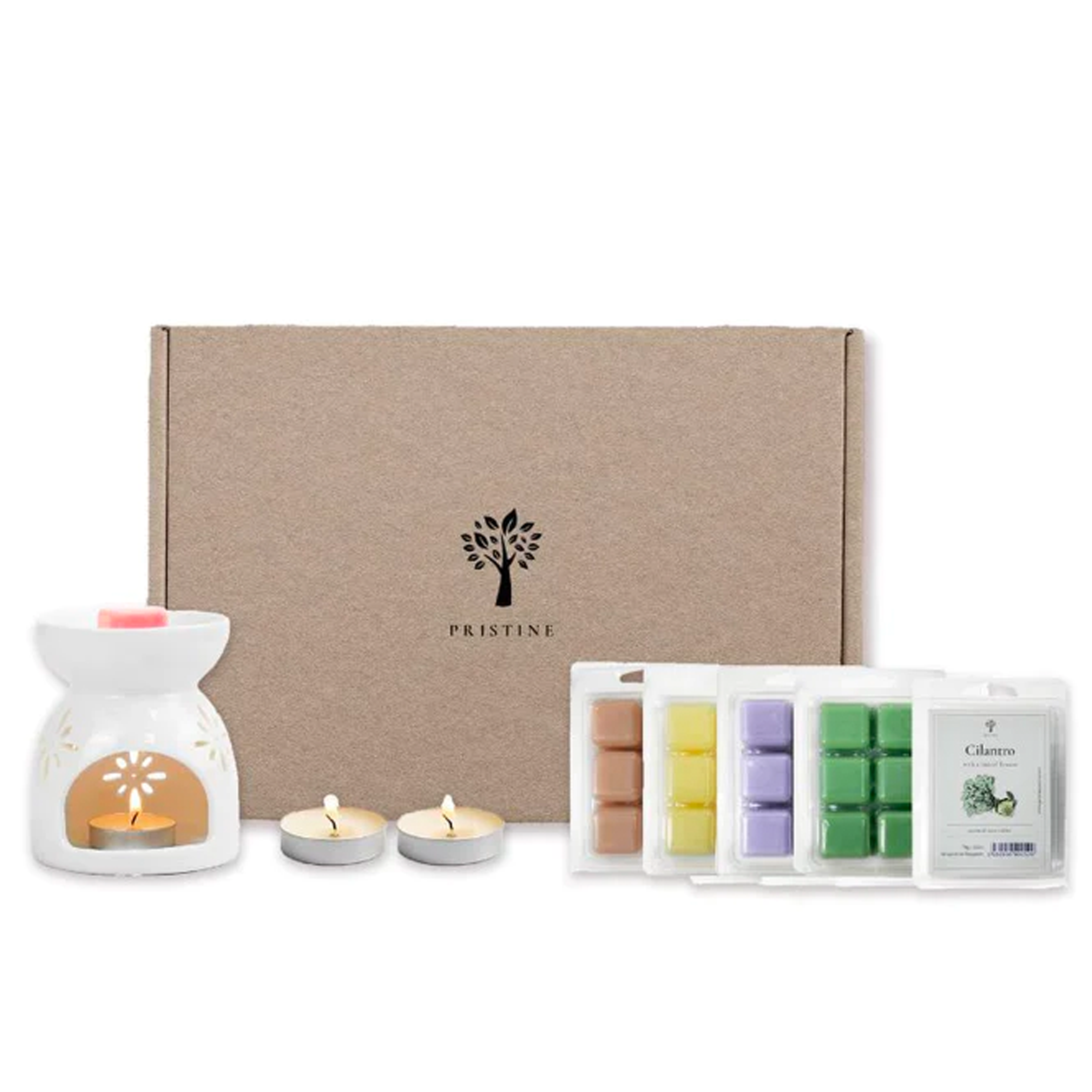 Pristine Aroma Ceramic Burner with 4 Pack Wax Cube Set