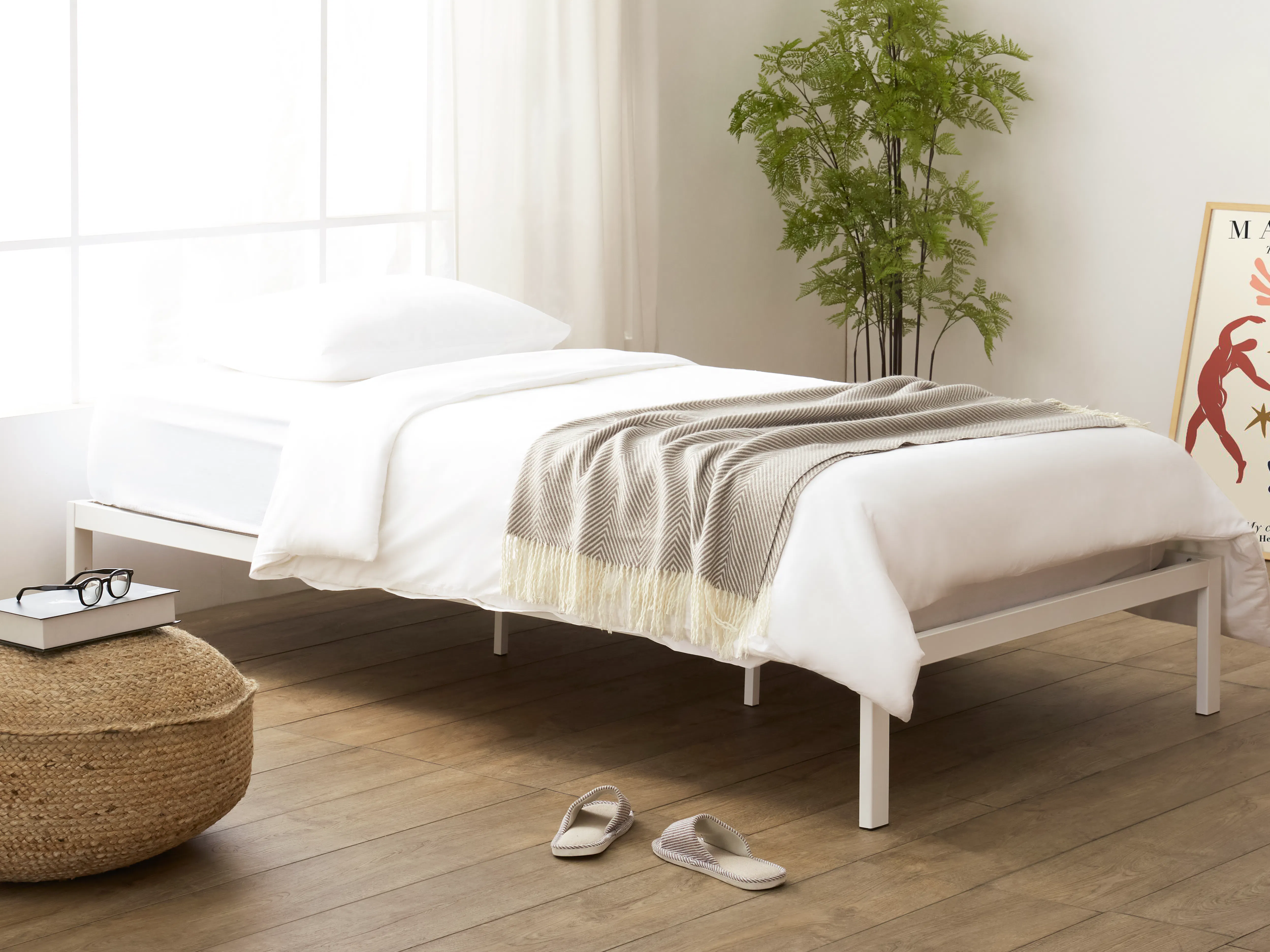 (As-is) Yves Super Single Metal Divan Bed - White - 2 - 7