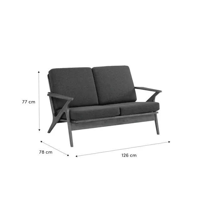 Aston 2 Seater Sofa - Seal - 7 - modern sofa, gray fabric, armless design, 77 cm height, 78 cm seat width, 126 cm total