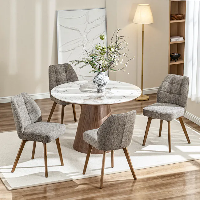 Vilda Dining Chair - Walnut, Grey - 2