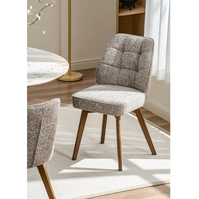 Vilda Dining Chair - Walnut, Grey - 3