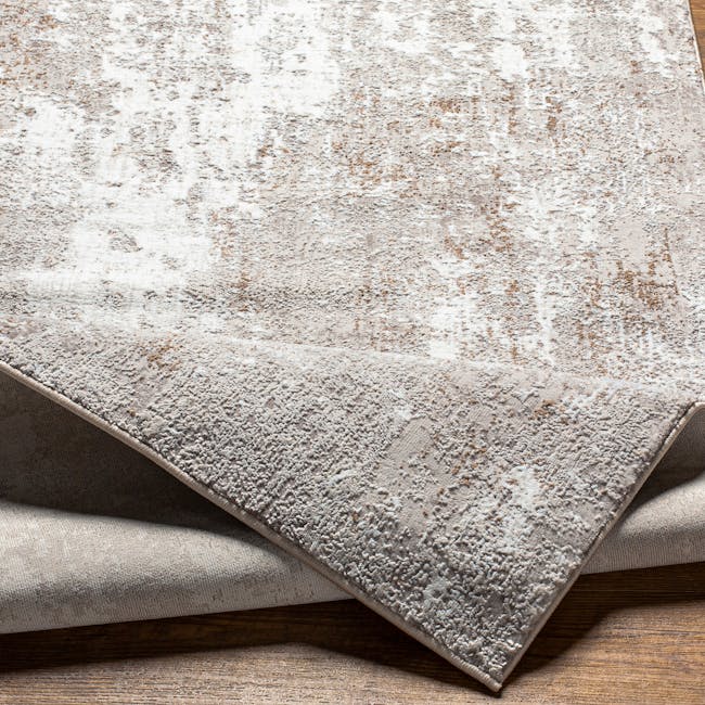 Cosmo Low Pile Rug - Taupe Grey (3 Sizes) - 2 - Rug with distressed texture, light gray color, textured surface, cozy