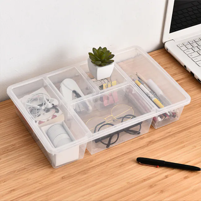 ESSENTIALS Clear Compartment Storage Box - 2