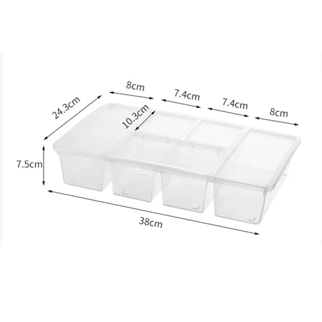 ESSENTIALS Clear Compartment Storage Box - 3