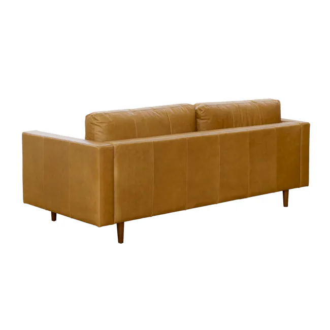 Nolan 3 Seater Sofa - Saddle Tan (Premium Aniline Leather) - 6 - Golden leather sofa, minimalist design, comfortable
