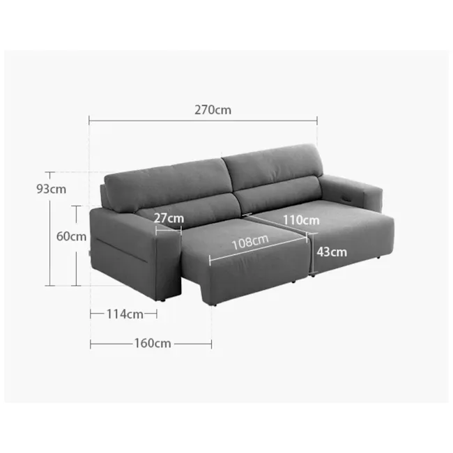 Forte Right Arm Power Sliding Extension Sofa Unit - Pearl River (Scratch Resistant) - 13