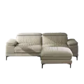 Sense 3 Seater Sofa with Adjustable Headrest and Ottoman - Beige (Faux Leather)