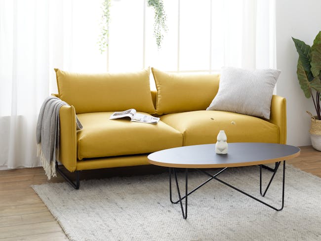 (As-is) Frank 3 Seater Lounge Sofa - Mustard, Down Feathers, Deep Seats - 6