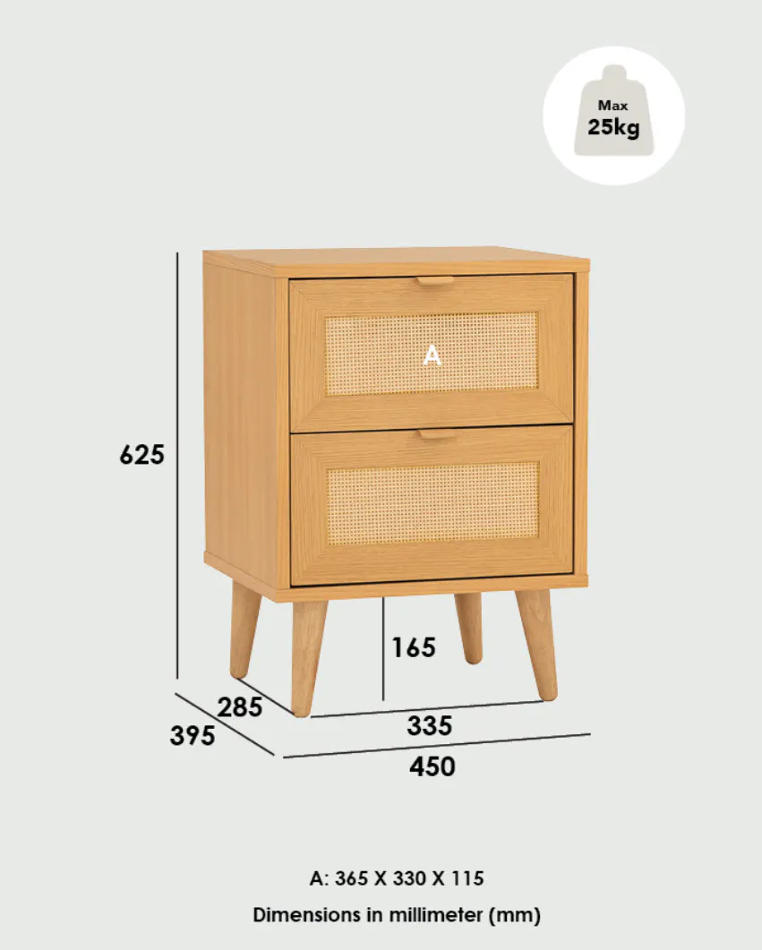 Dayne Rattan Bedside Table - 12