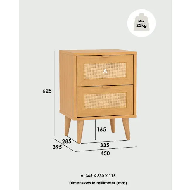 Dayne Rattan Bedside Table - 12