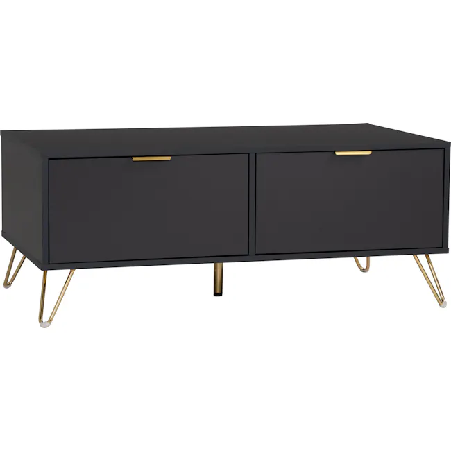 (As-is) Volos Coffee Table - 12 - modern cabinet, black and gold, contemporary furniture, sleek design, minimalist style