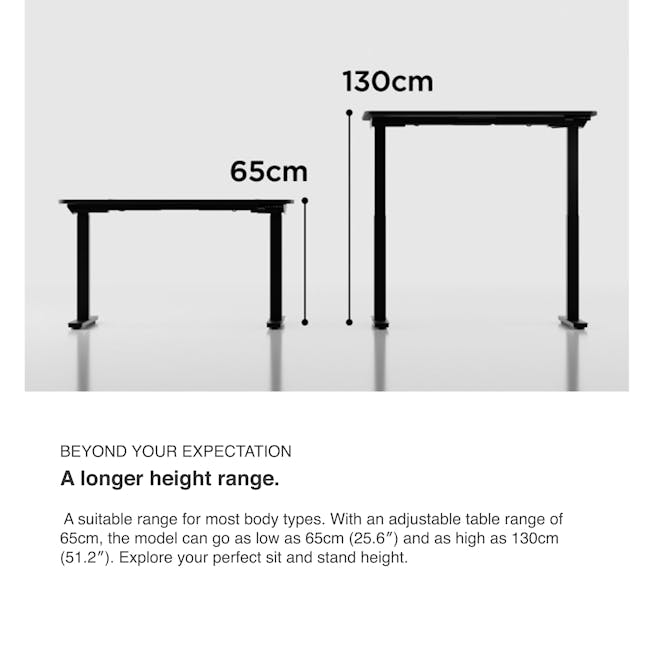 K3 PRO X Adjustable Table - Black frame, White MFC (2 Sizes) - 3