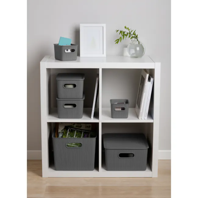 Tatay Organizer Storage Basket - Grey (4 Sizes) - 5L - 2 - grey storage bins, minimalist shelving, gray storage containers