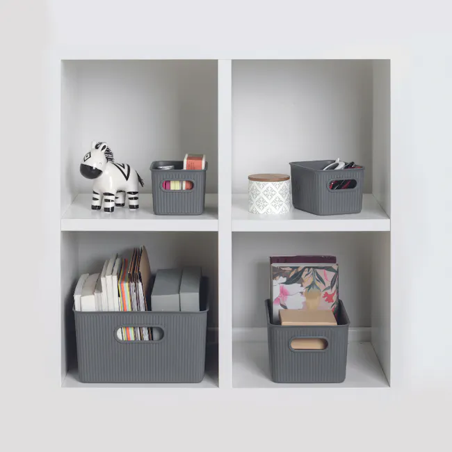 Tatay Organizer Storage Basket - Grey (4 Sizes) - 5L - 3 - Organized storage solutions, minimalist design, white shelves
