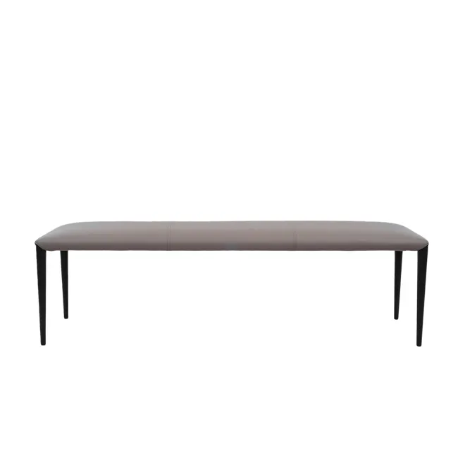 Jorge Bench 1.5m - Taupe (Faux Leather) - 1 - Modern minimalist bench, sleek black legs, neutral gray cushion, contemporary