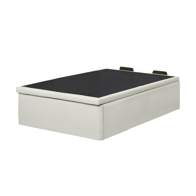ESSENTIALS Single Storage Bed - White (Faux Leather) - 3