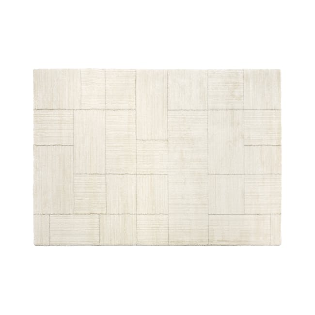 Fjord High Pile Rug - Ivory Squares (2 Sizes) - 0