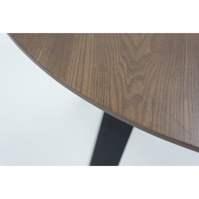 Ralph Round Dining Table 1m in Cocoa with 4 Fynn Dining Chairs in Black and River Grey - 5