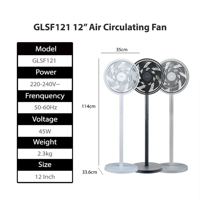 IONA 12" High Velocity Stand Fan - Black - 14