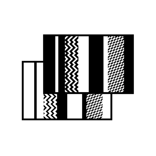 PDM Katve Reversible Mat - Black/White (3 Sizes) - 3 - Black and white geometric patterns, Symmetrical design elements